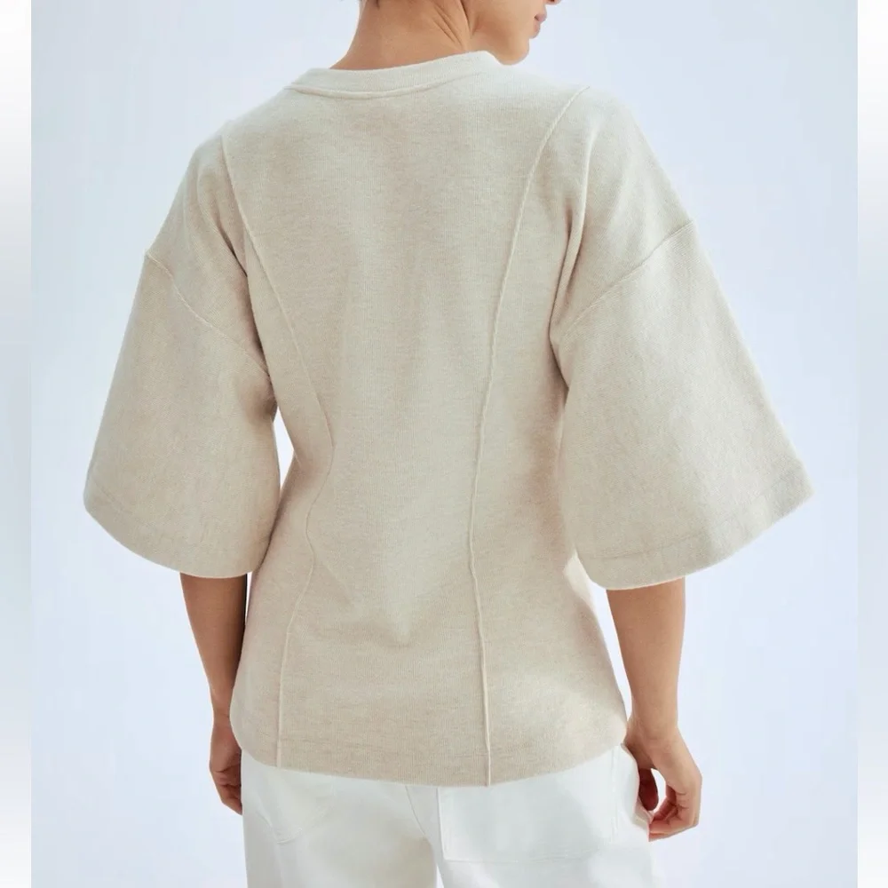 H&M 2 piece matching lounge SET cinched Cream Structured Knit Top & pants